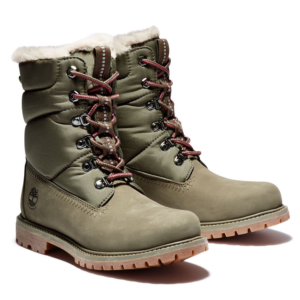 Bocanci 6-Inch Timberland Dama Masline Verzi - Premium Leather/Fabric Waterproof - Romania - TIANZC6